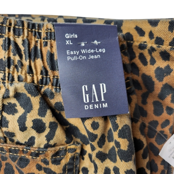 NWT Kids Girls High Rise Leopard Print Pull-On Wide Leg Jeans Size 12 XL - Picture 4 of 6